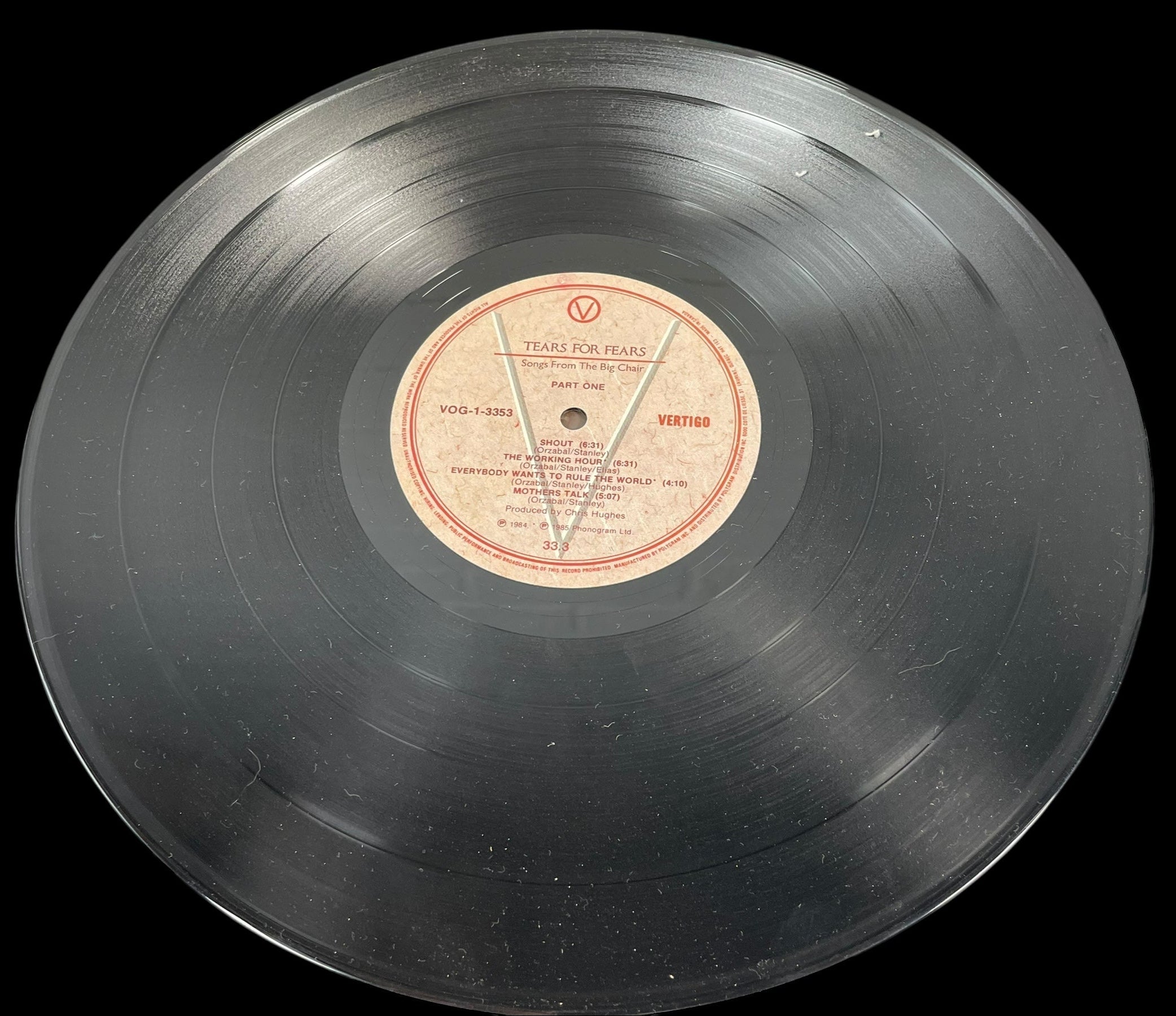 Tears for Fears – Songs from the Big Chair (LP 1985, Canada) Pochette : NM - Album NM