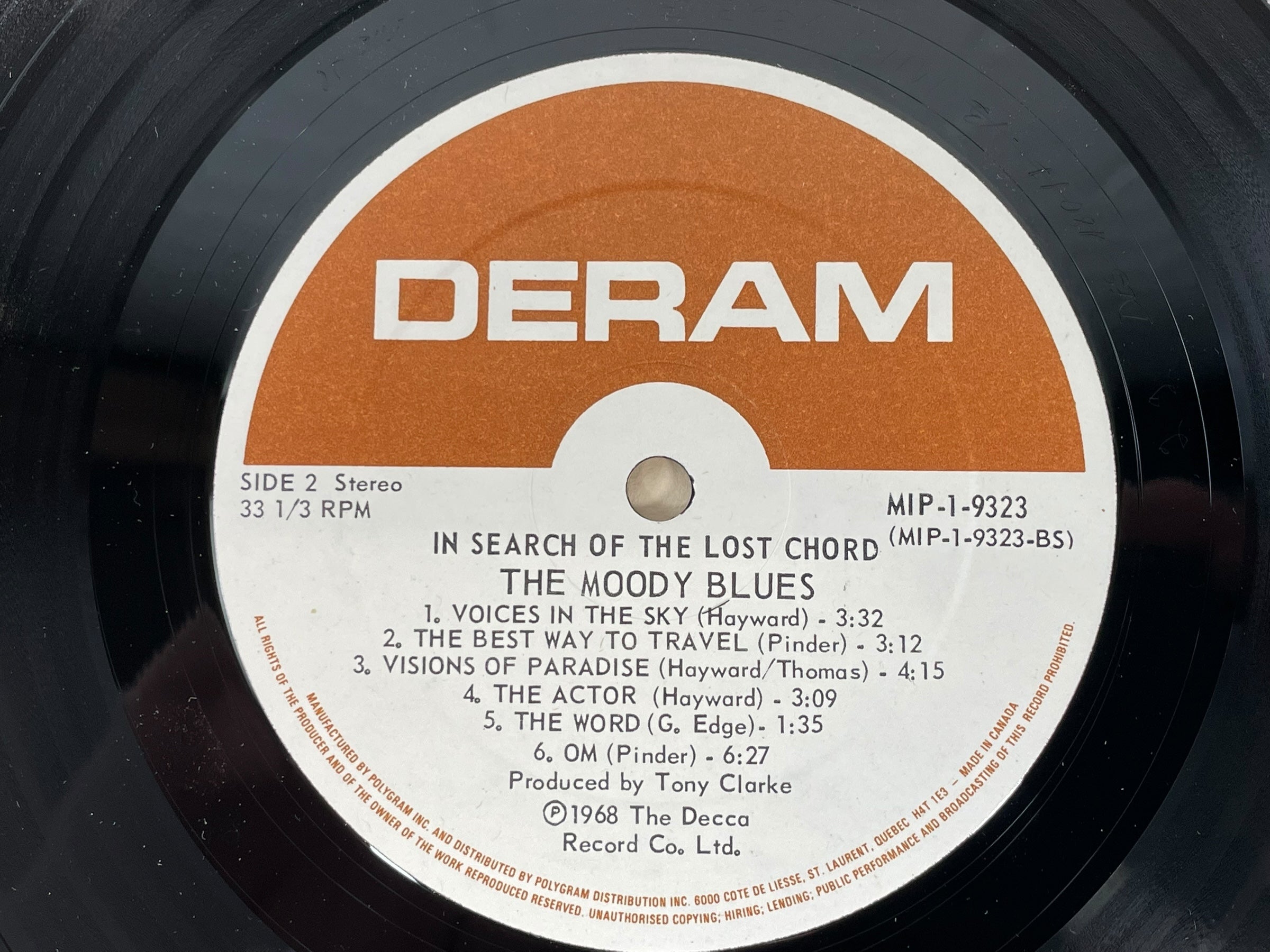 The Moody Blues – À la recherche de l'accord perdu (Pressage canadien 1968, Deram MIP-1-9323,