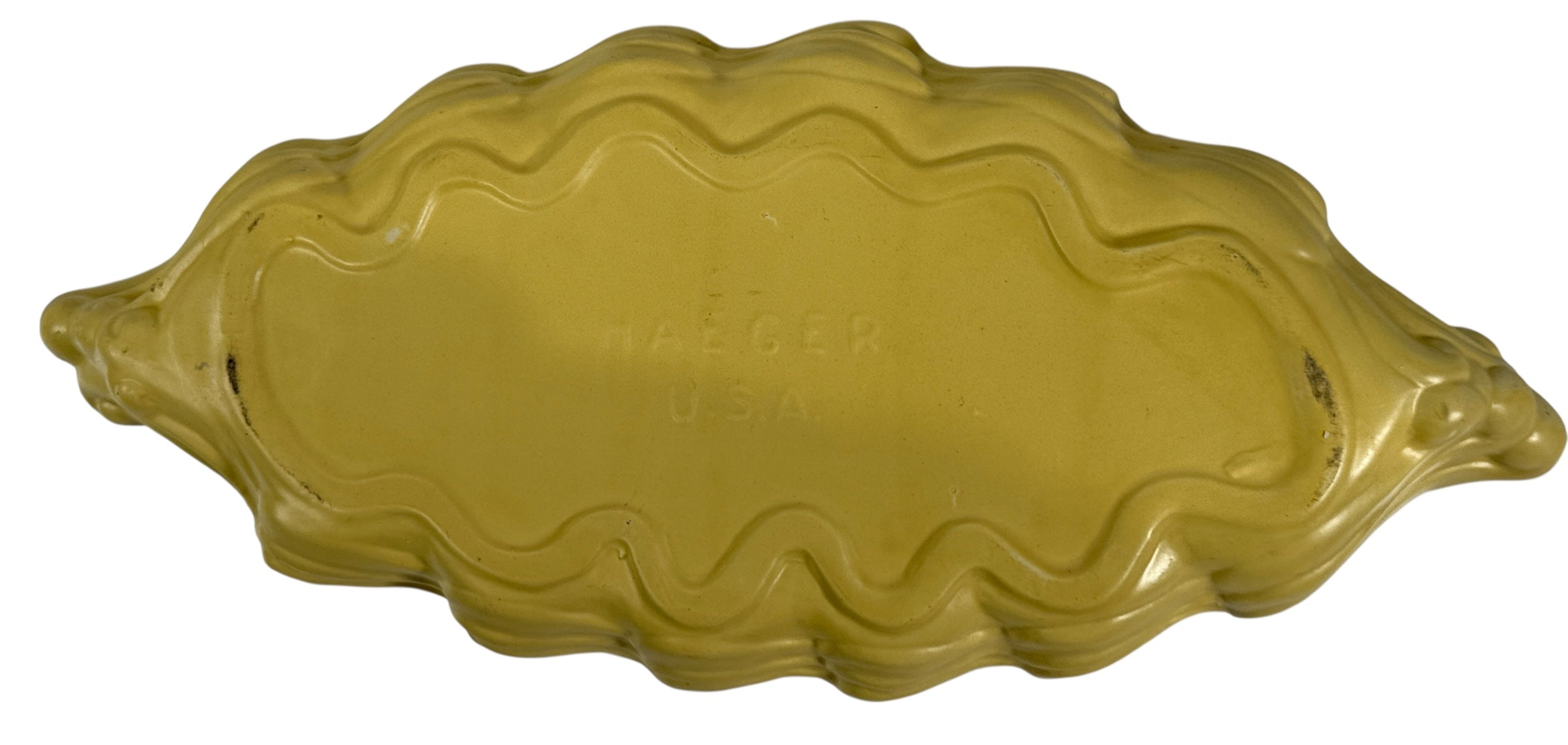 Jardinière en poterie Haeger du milieu du siècle – Bordure ondulée jaune 3343 USA