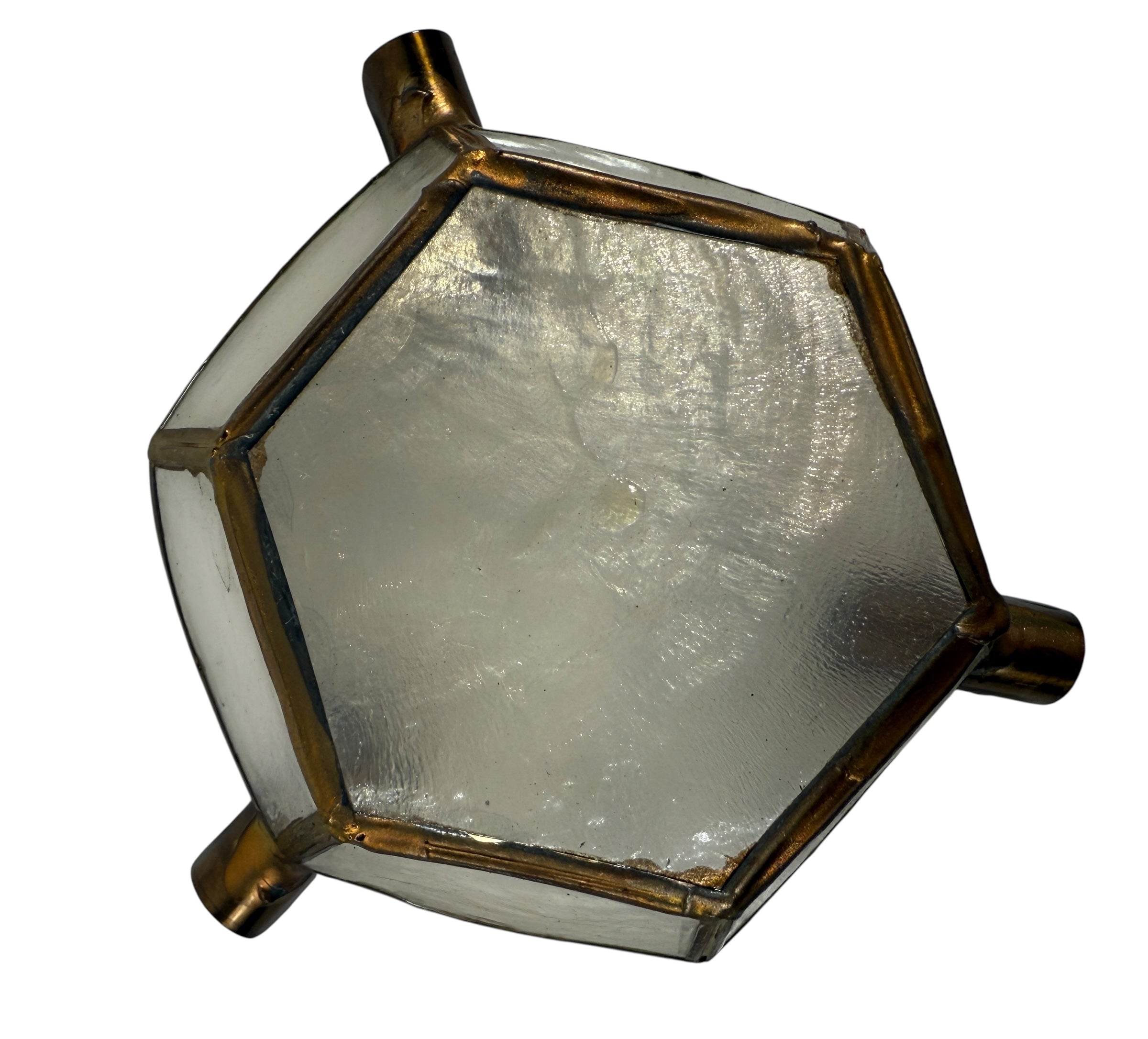 Vintage Capiz Shell & Brass Ashtrays – Set of 3 – Mid-Century Modern