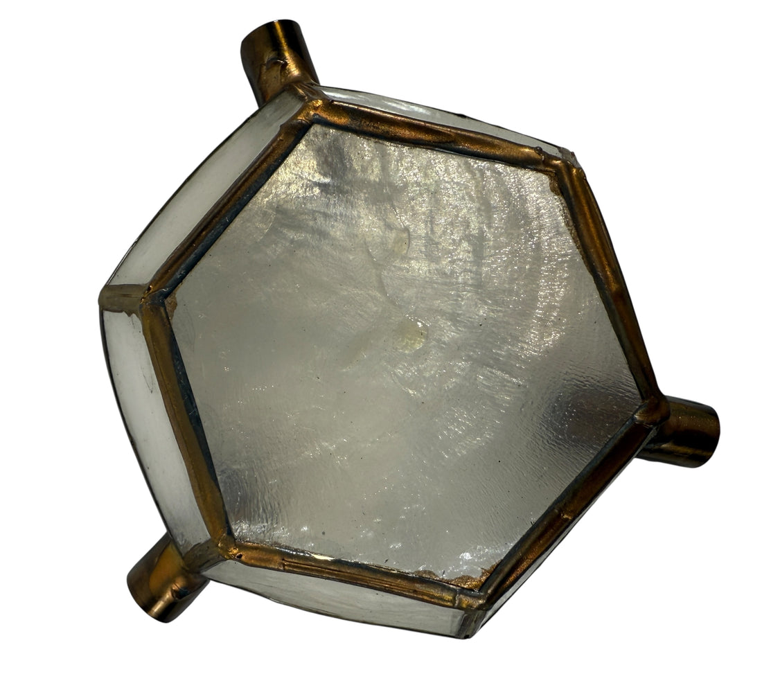 Vintage Capiz Shell & Brass Ashtrays – Set of 3 – Mid-Century Modern