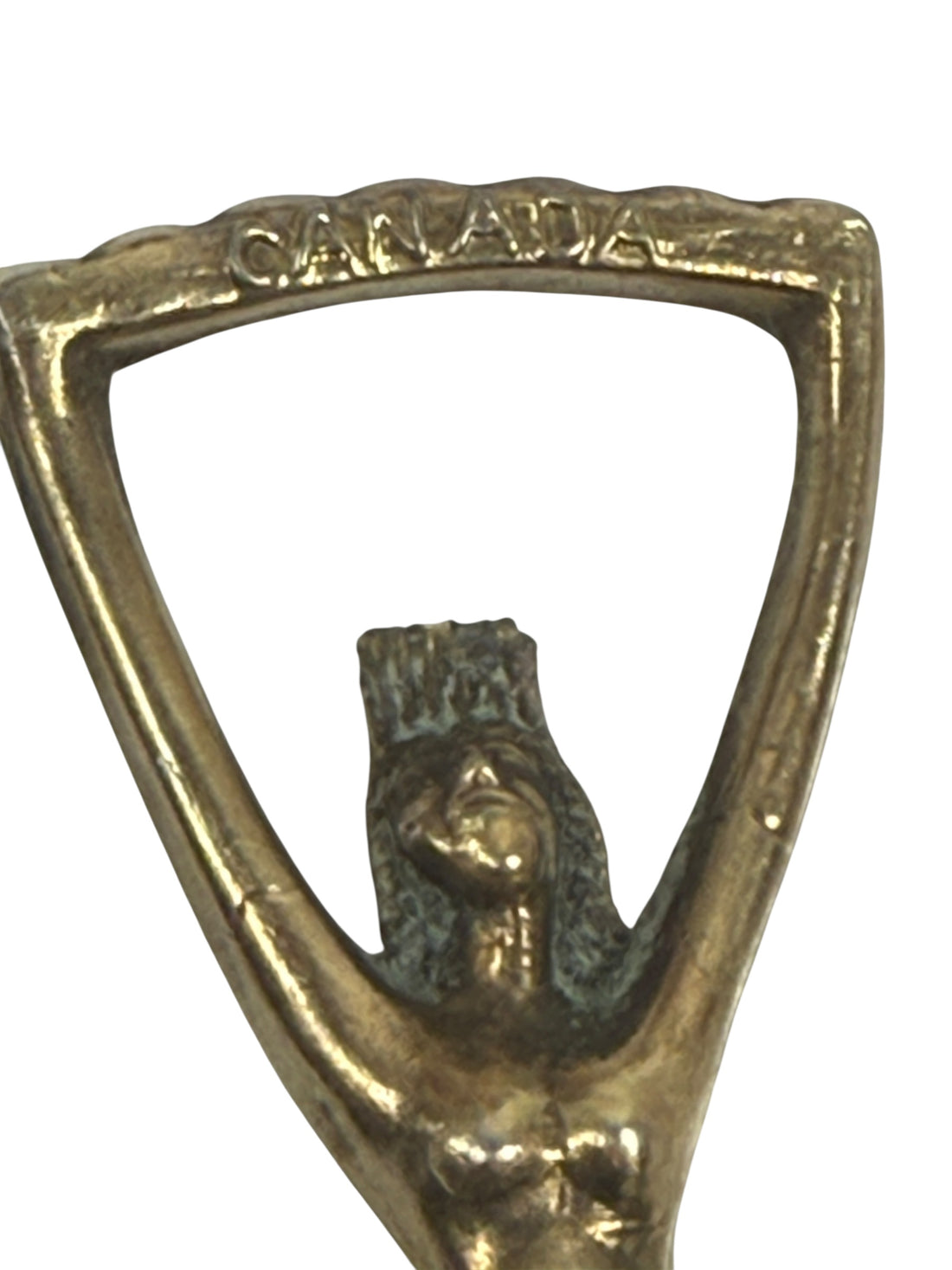 Décapsuleur en laiton du milieu du siècle, souvenir de femme nue, fabriqué au Canada