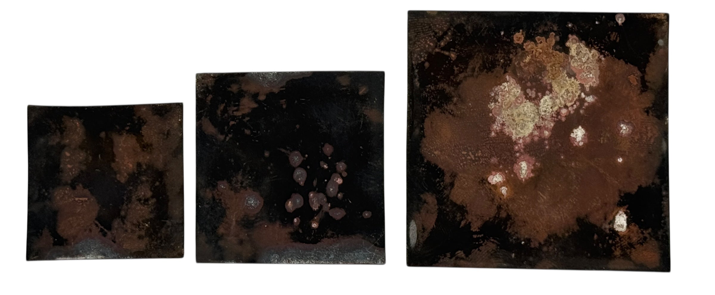 Set of 3 Etched Egyptian Pyramids Ornament Metal Desk decor Vintage