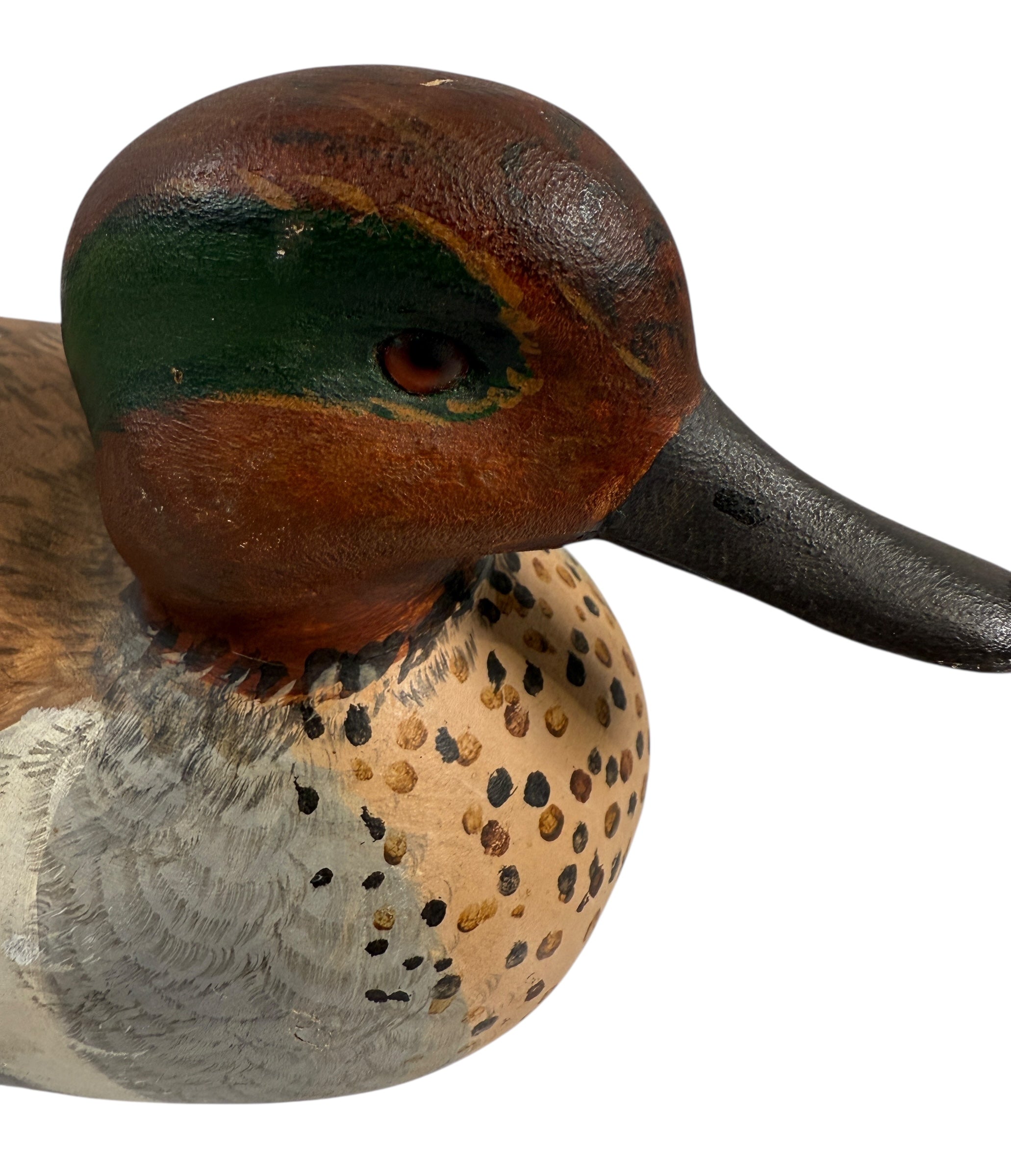 Vintage Georges Vincelli Carved Duck Decoy – Green-Winged Teal, Signed Laval QC