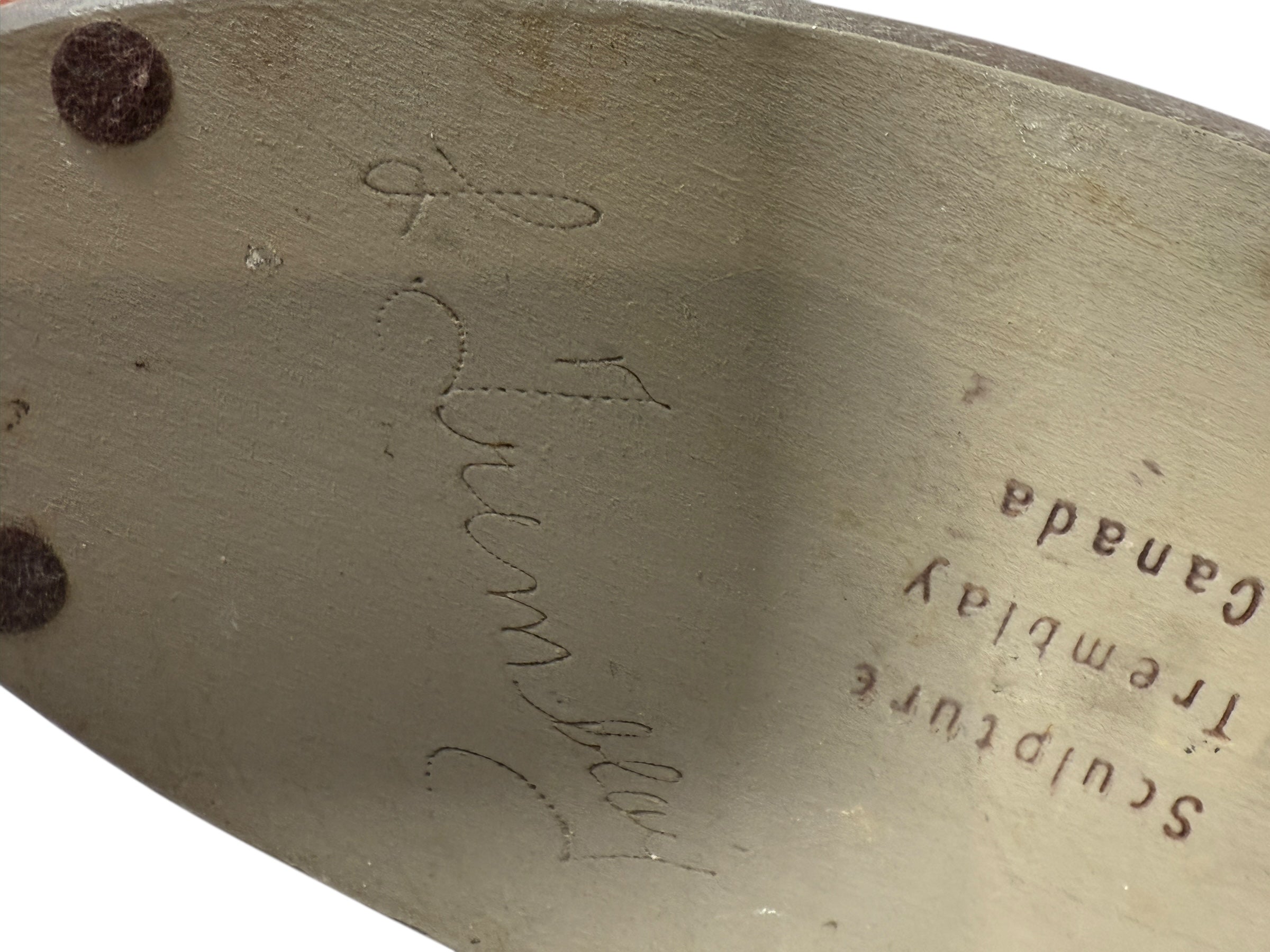 Vintage 12″ Wooden Duck Decoy – Signed Sculpture Tremblay Canada Folk Art