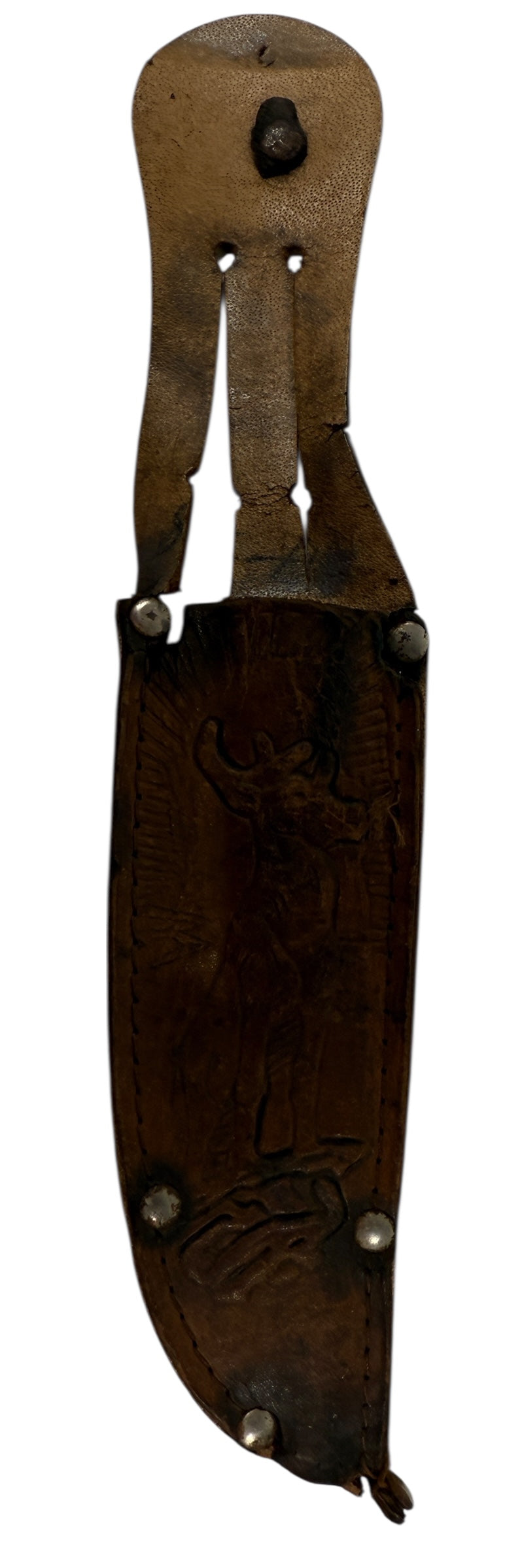 Vintage Fixed Blade Hunting Knife – 10.5” Overall, 6.5” Blade, Mixed Material Handle with Sheath