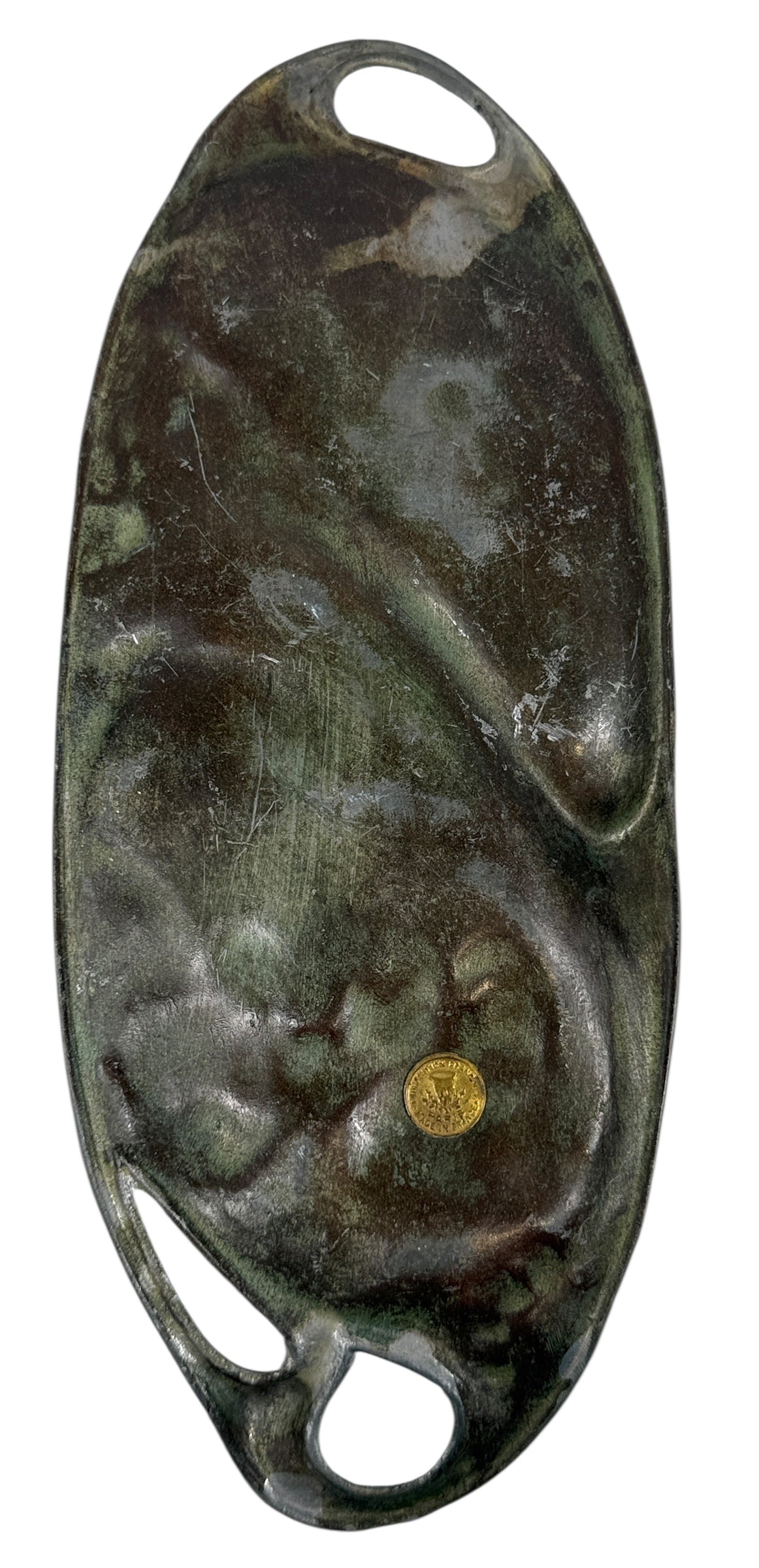 French Art Nouveau Vanity Tray “Lady with Lilies” – Fabrication Française Paris, c.1900