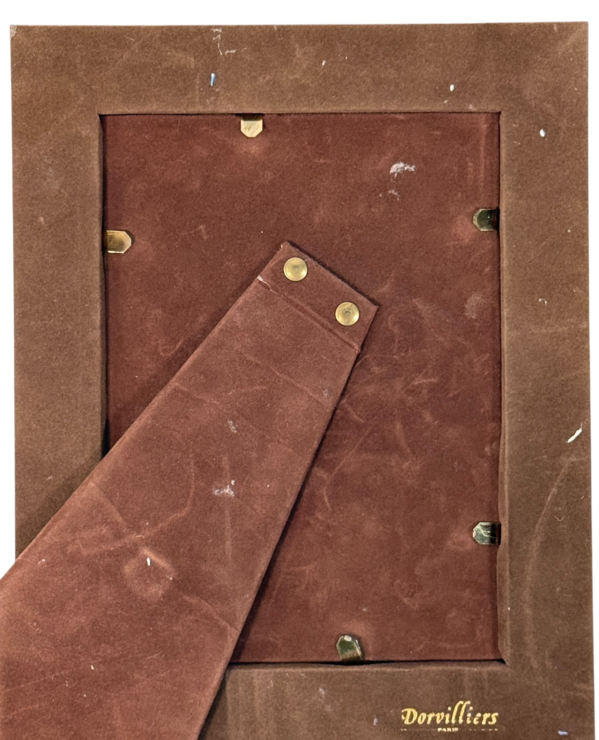 Cadre photo vintage Dorvilliers Paris – Incrustations de bois rouge et noir