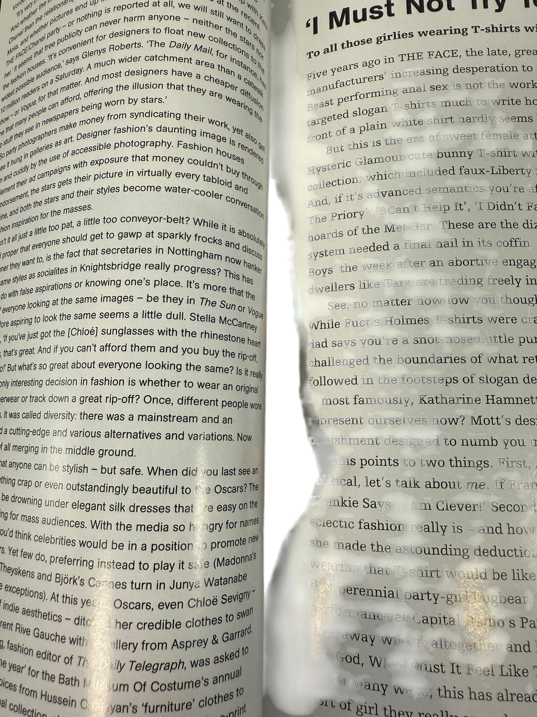 The Face – Septembre 2000 « SPUNK ! » Numéro spécial mode – Édition collector, une page manquante