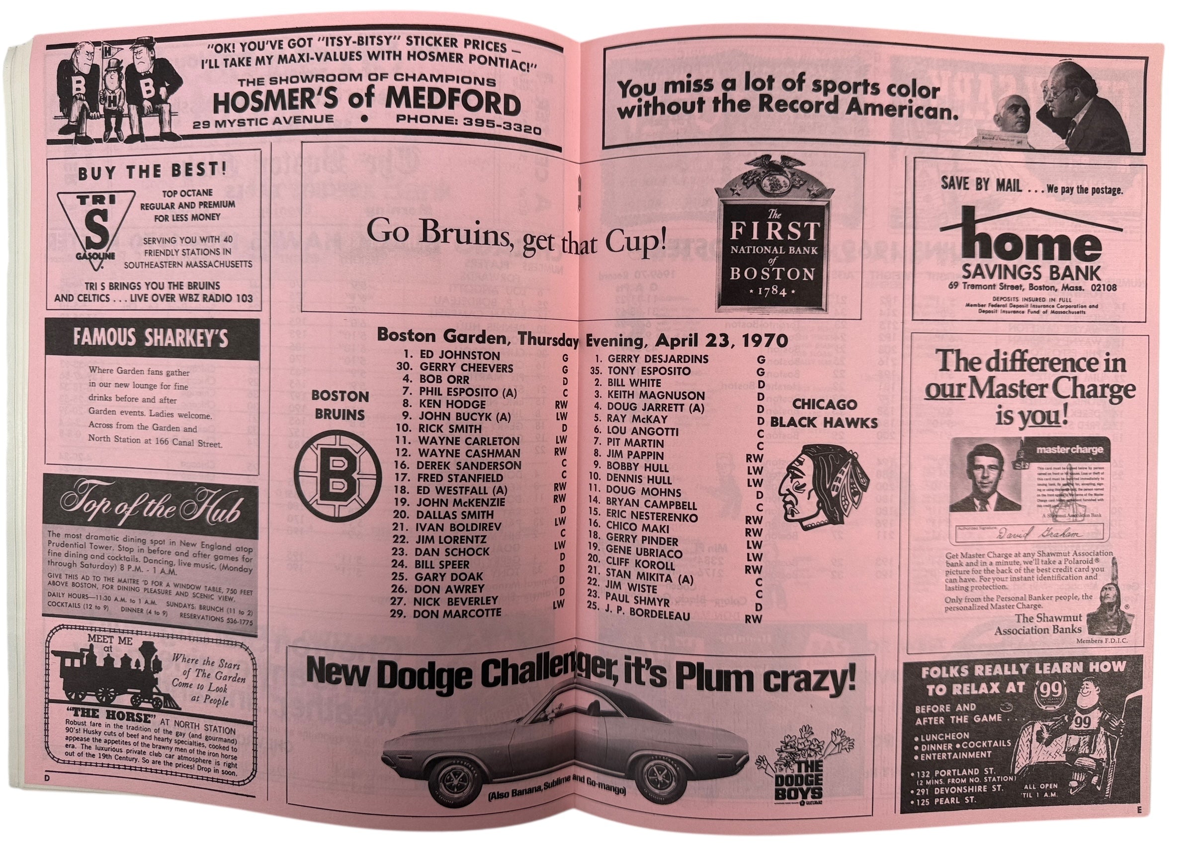 1970 Boston Bruins Stanley Cup Finals Program – Bobby Orr Era