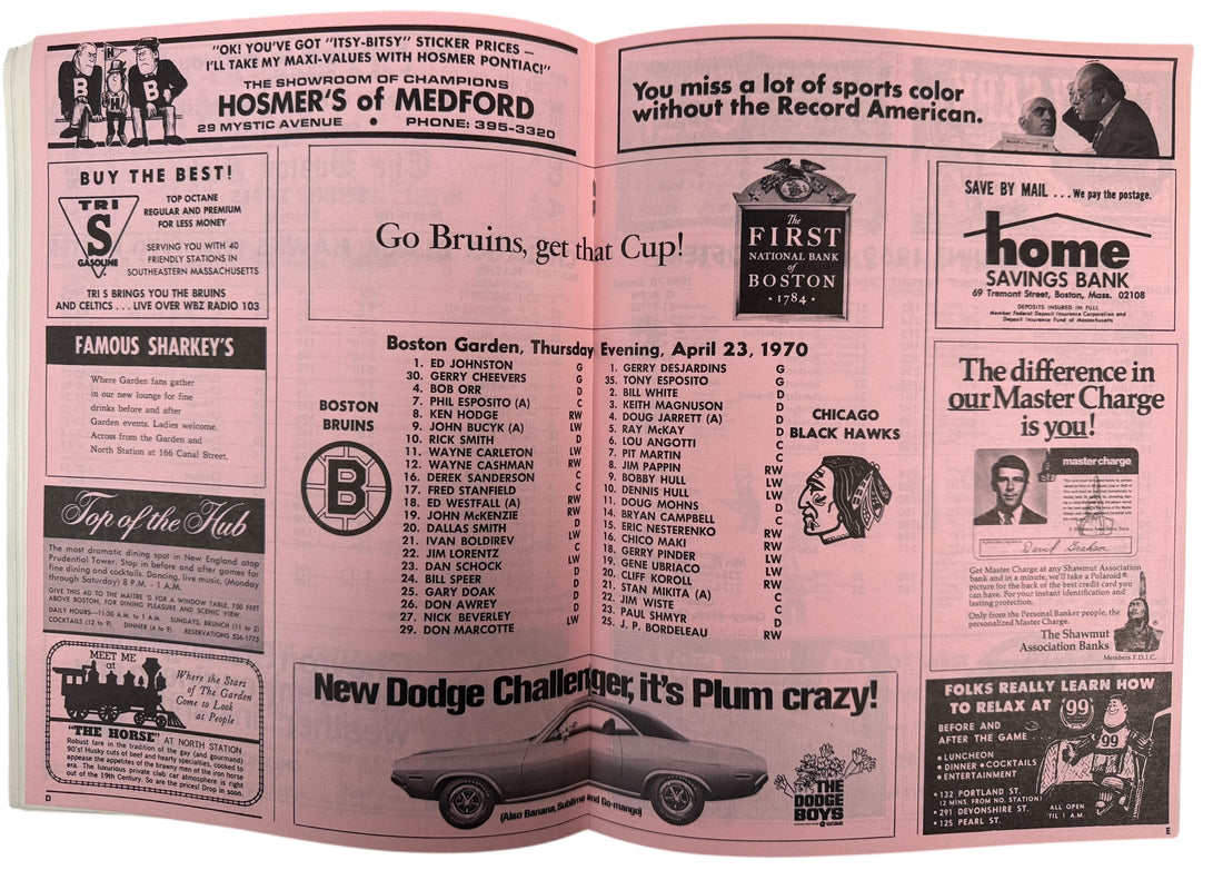 1970 Boston Bruins Stanley Cup Finals Program – Bobby Orr Era