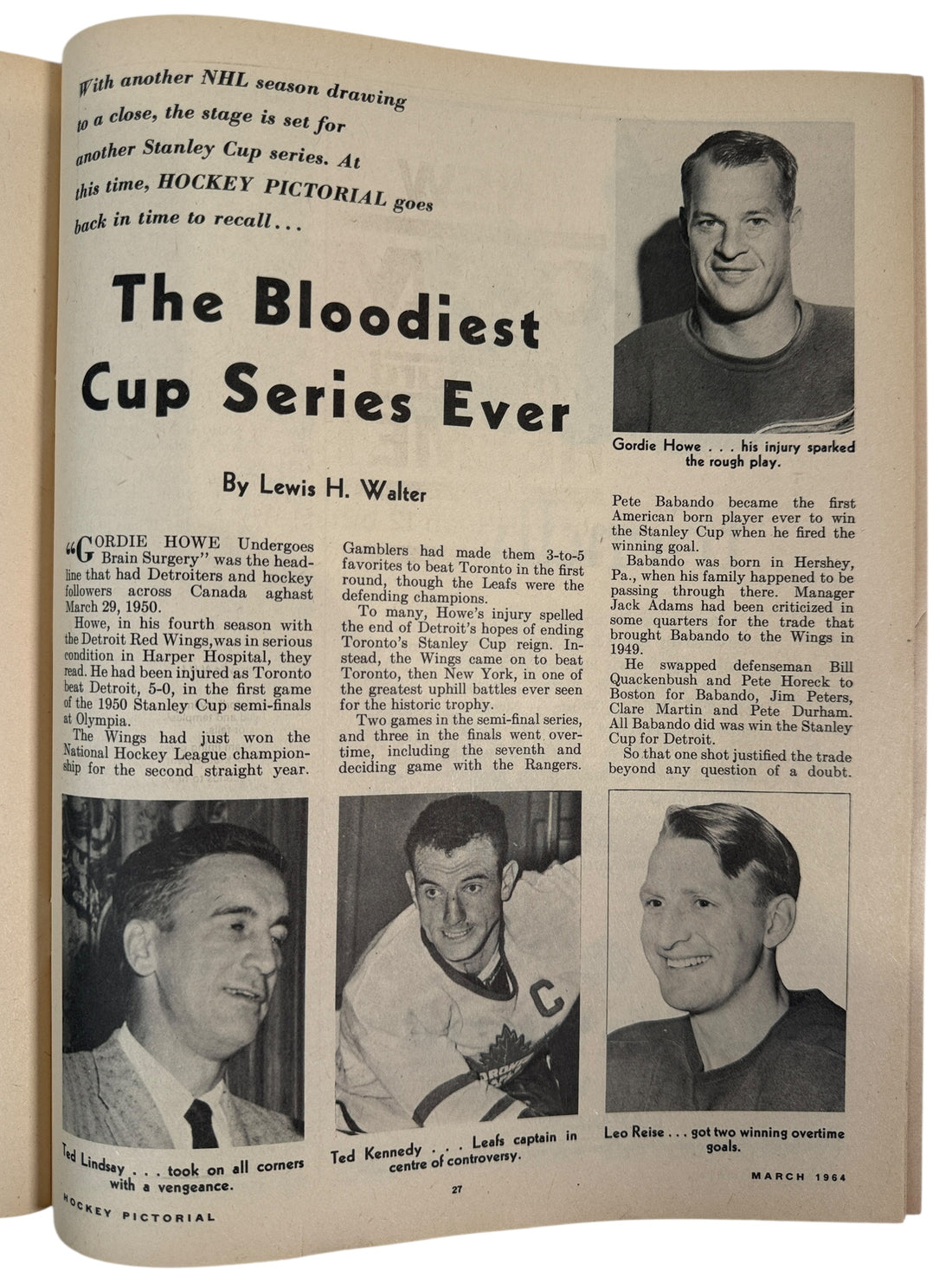 1964 Hockey Pictorial – Pierre Pilote Chicago Black Hawks Cover