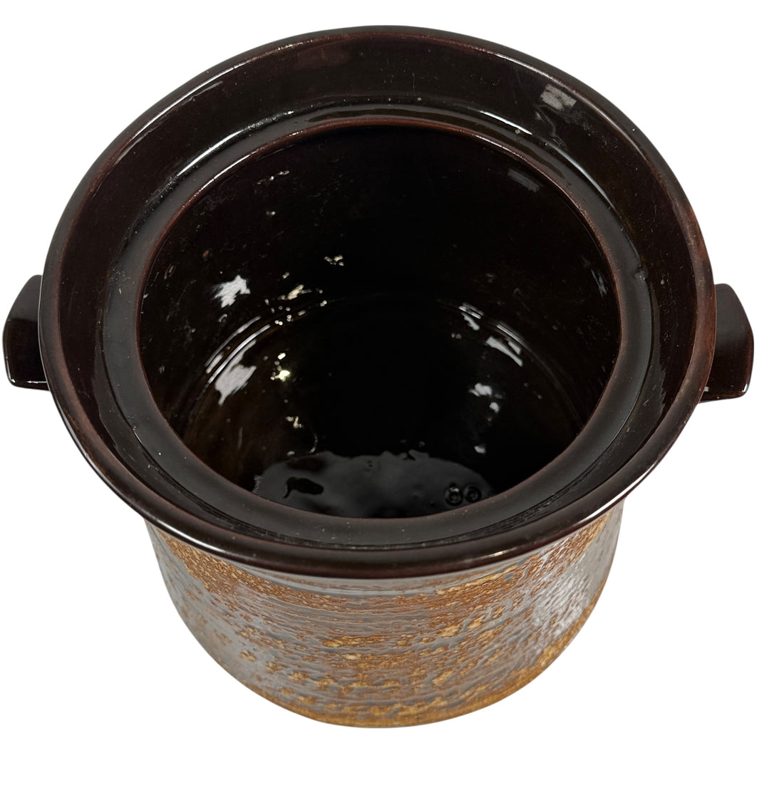Artisan Pottery Bean Pot with Lid – Canadian Stoneware, Brown Drip Glaze, Marked 8630