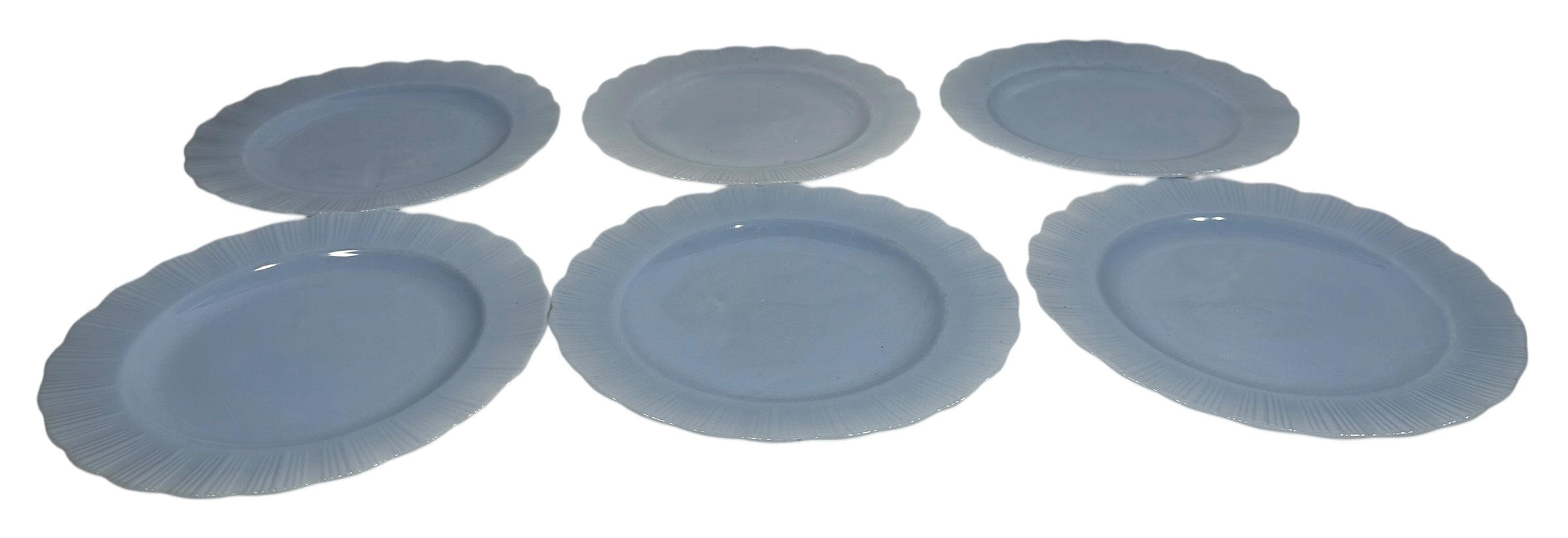 Vintage PYREX Canada “Delphite Blue” Pie-Crust Rim Dinner Plates – Set of 6 – Excellent Condition