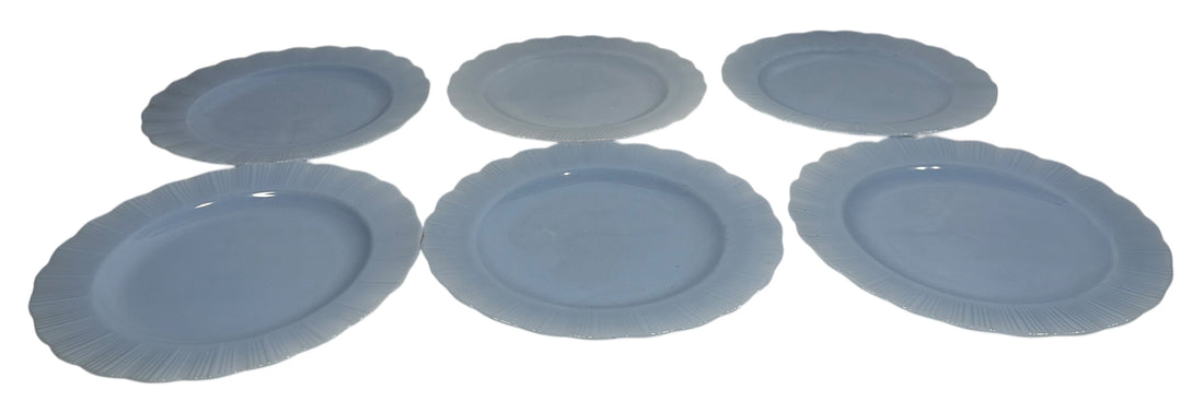Vintage PYREX Canada “Delphite Blue” Pie-Crust Rim Dinner Plates – Set of 6 – Excellent Condition