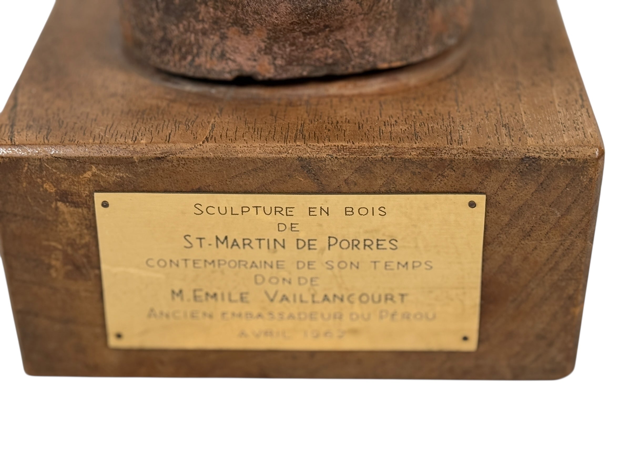 Mid-Century Wood Bust of Saint Martin de Porres – Diplomatic Provenance (1962)