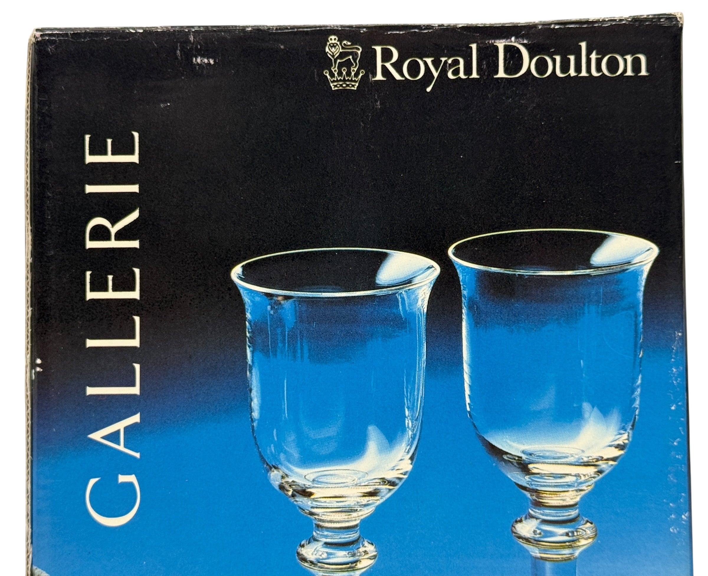 Boxed Pair, Royal Doulton Gallerie Crystal Goblets, Wine, Water, Cocktail, NIB