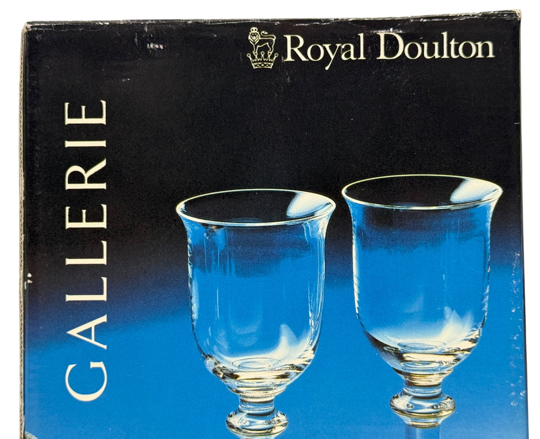 Boxed Pair, Royal Doulton Gallerie Crystal Goblets, Wine, Water, Cocktail, NIB