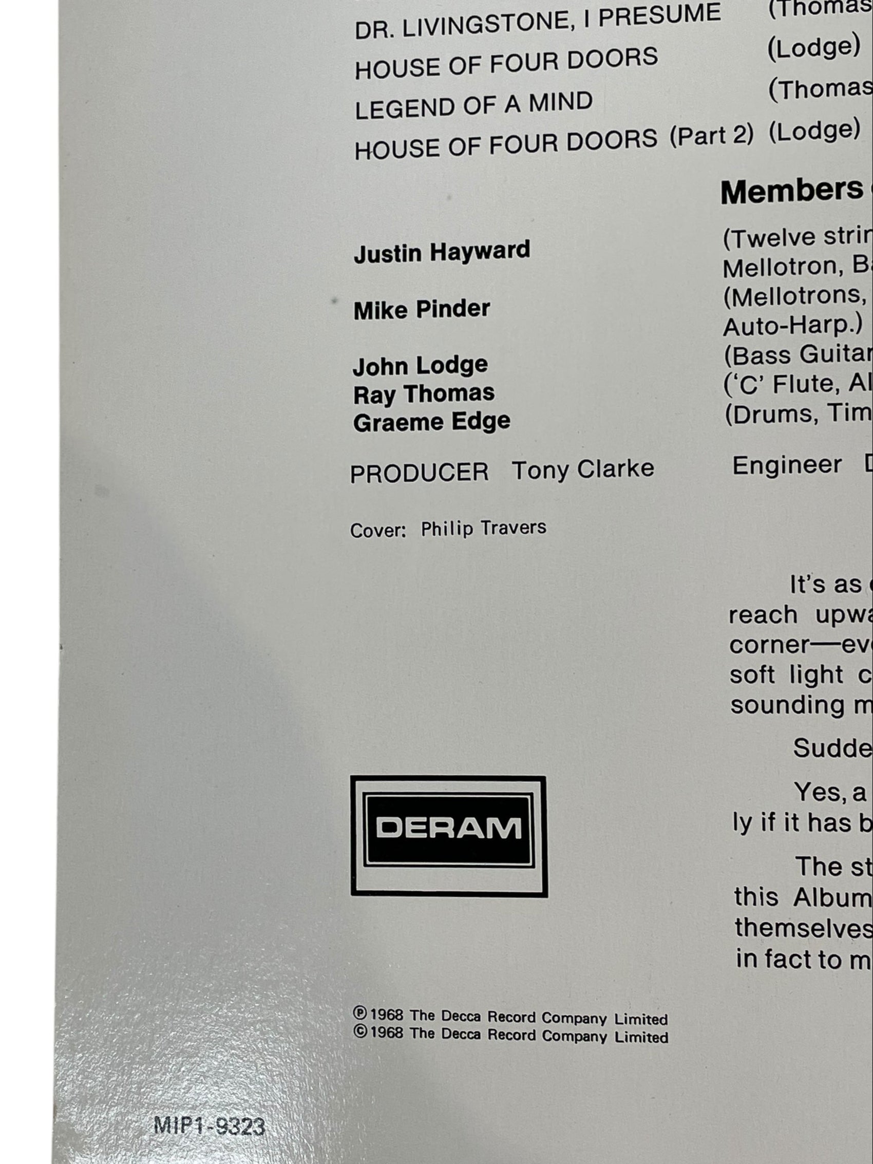The Moody Blues – À la recherche de l'accord perdu (Pressage canadien 1968, Deram MIP-1-9323,