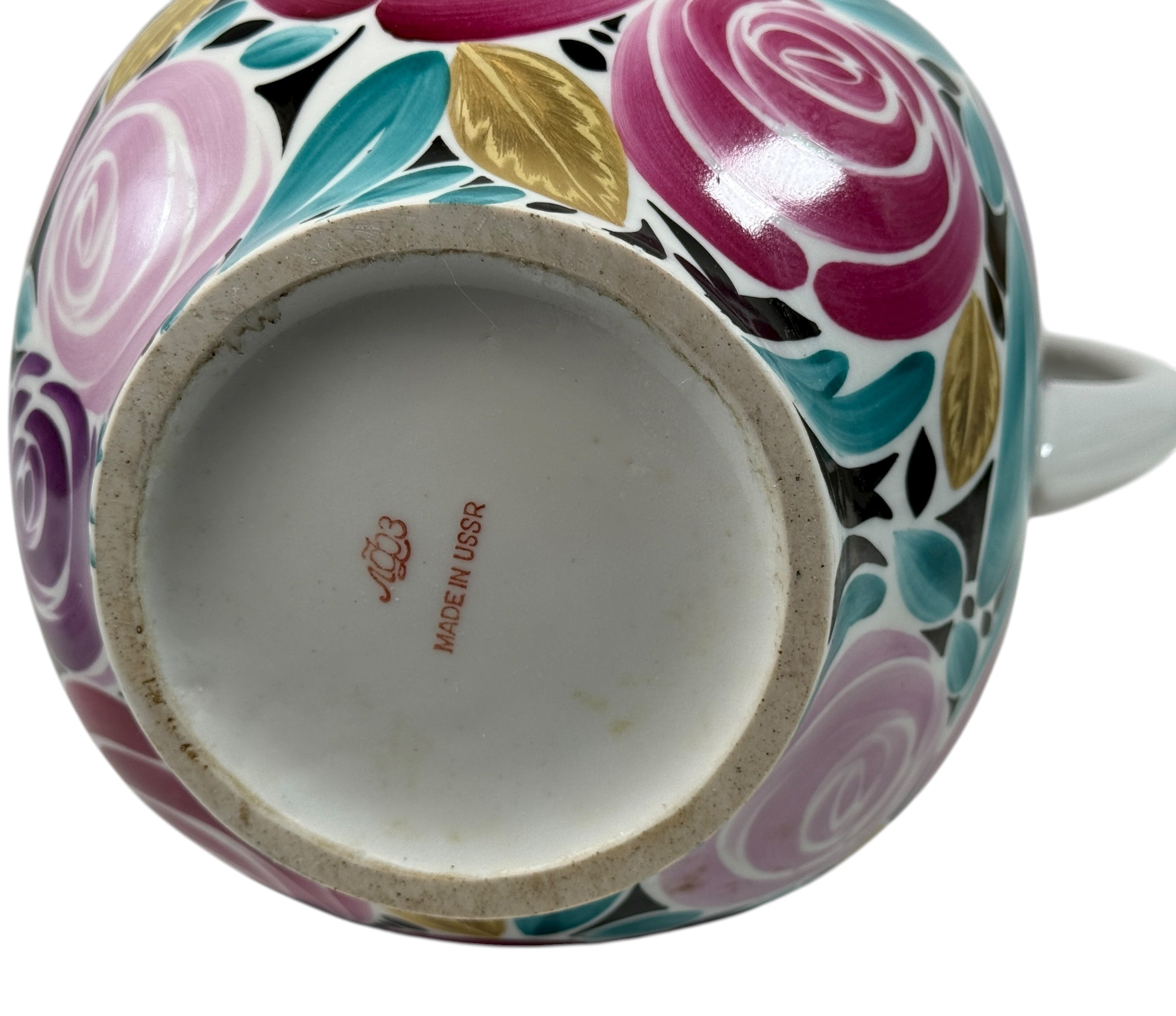 Théière Lomonosov LFZ à décor floral – Peinte à la main et dorée, années 1980