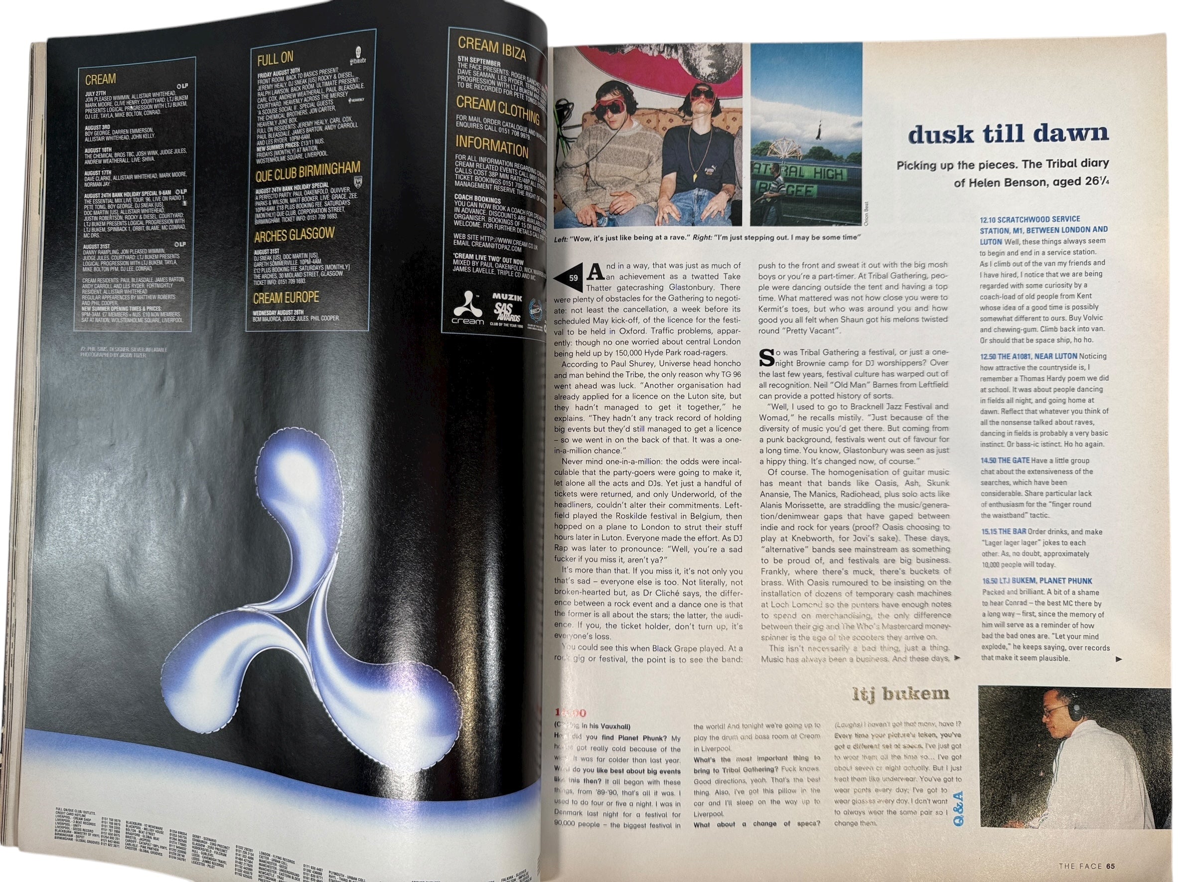 The Face Magazine August 1996 Tribal Gathering, No. 95. Volume 2