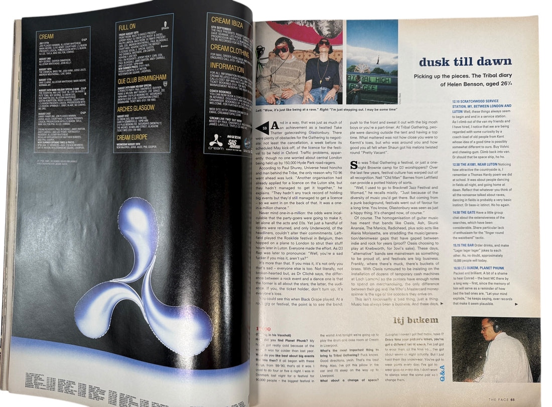 The Face Magazine August 1996 Tribal Gathering, No. 95. Volume 2