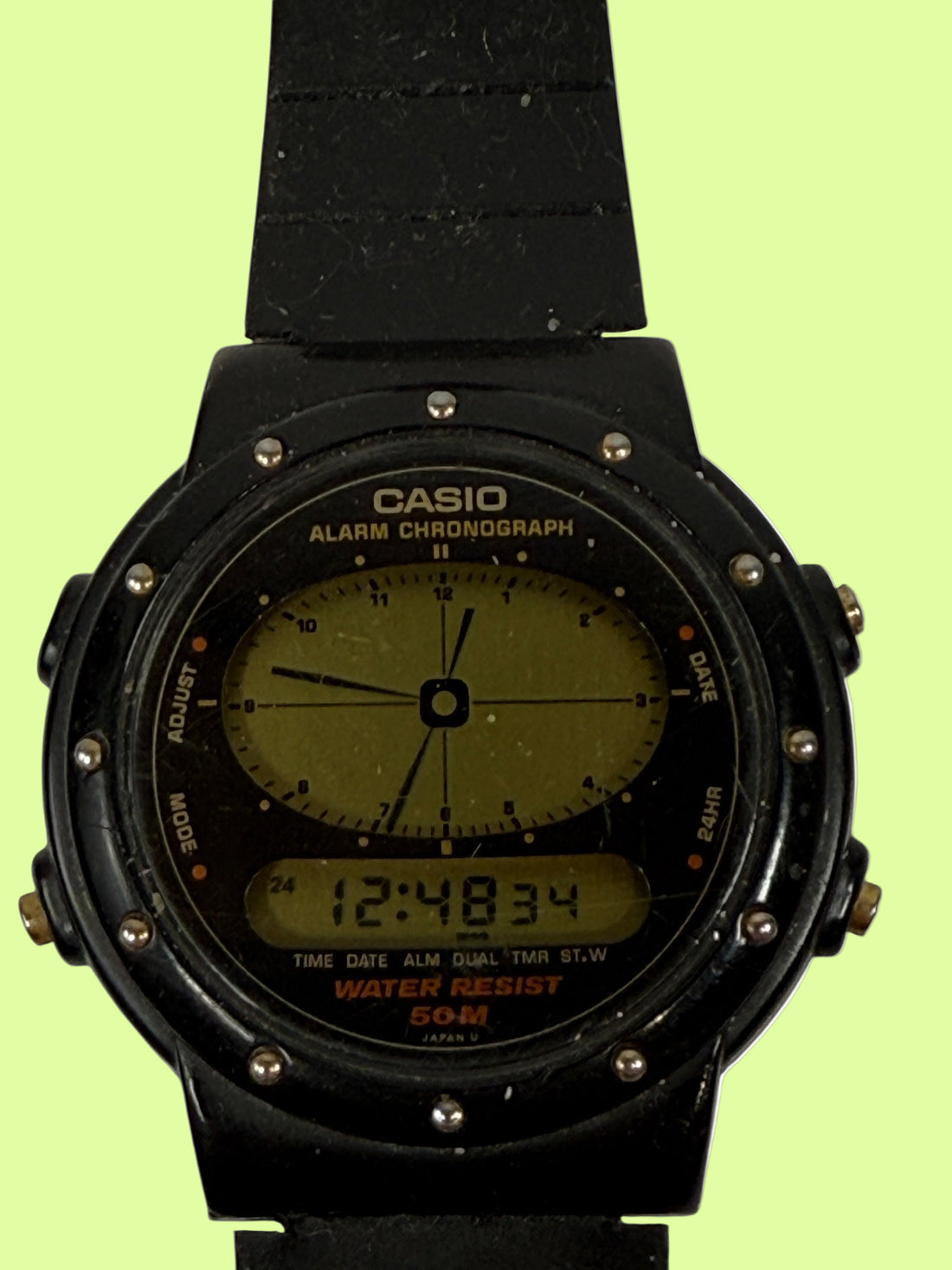 Late 80s Casio AE-30W Analog-Digital Alarm Chronograph