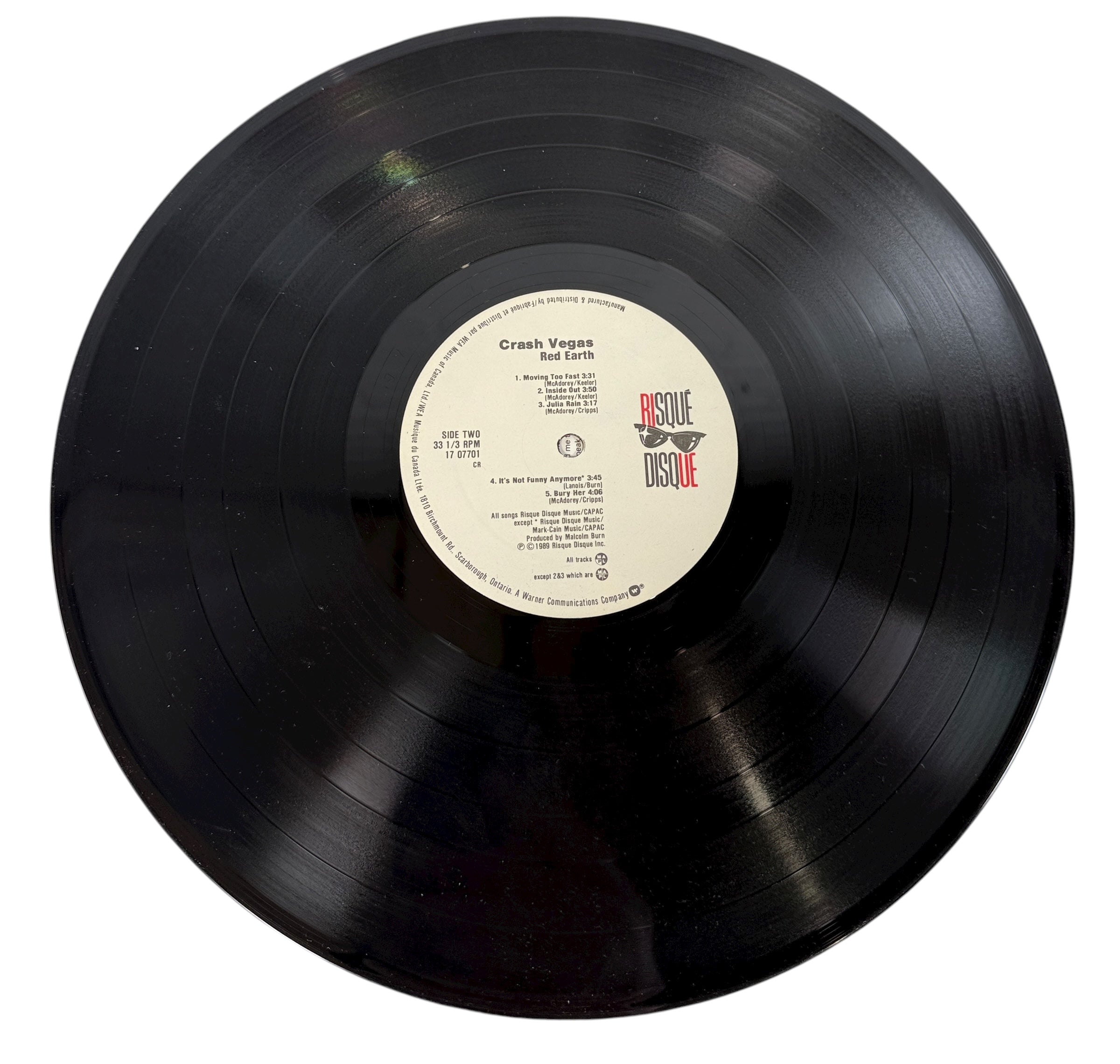 Crash Vegas – Red Earth LP (1989, Risqué Disque Canada), VG+/NM