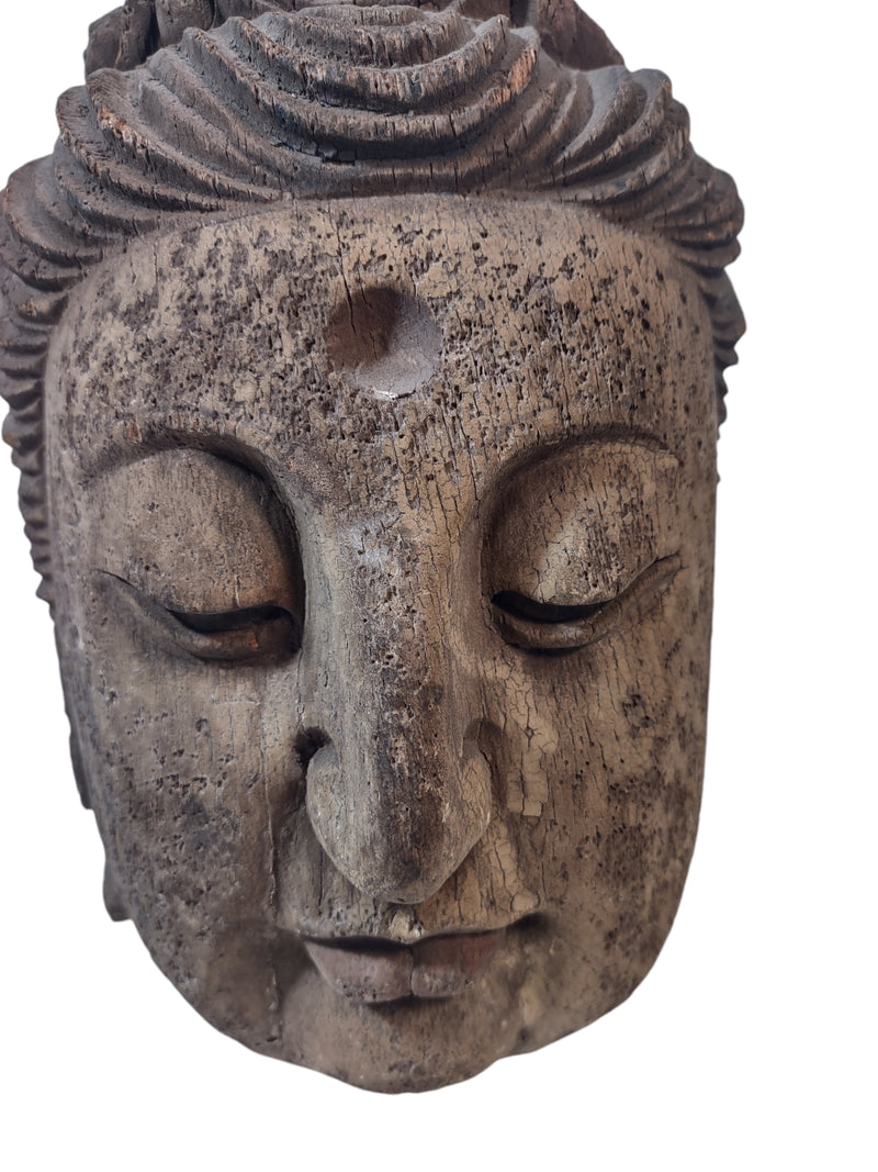 Vintage Wooden Carved Kwan Yin Head