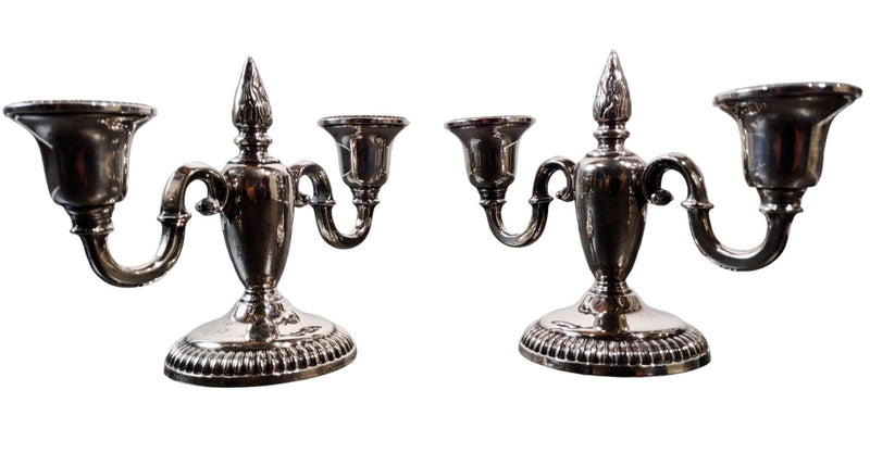 Pair of Antique Birks Sterling Silver Candlestick Candle Holders