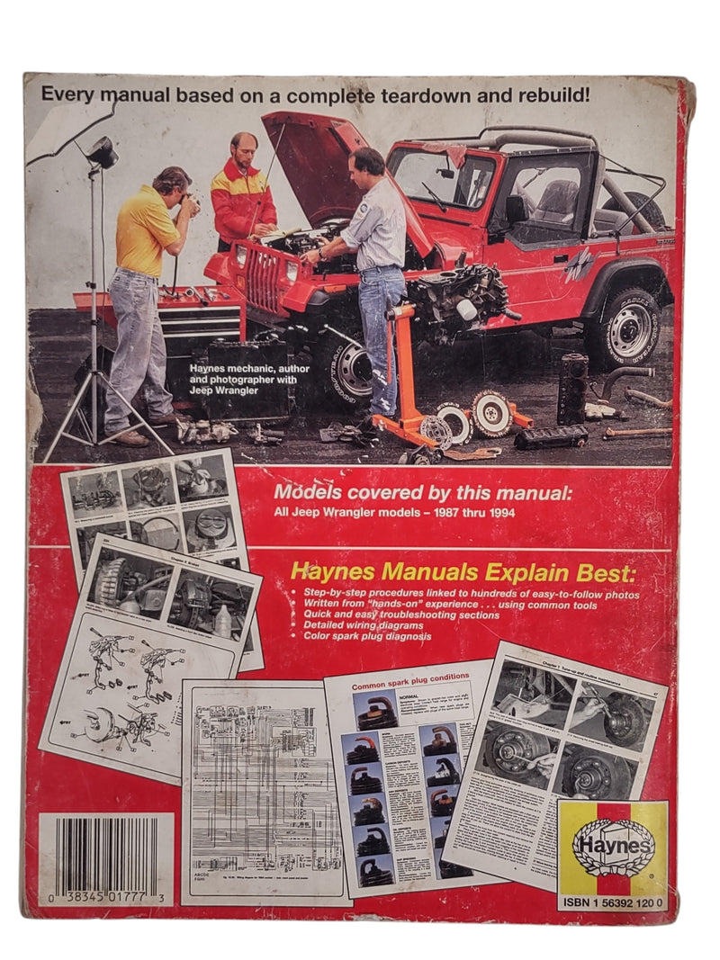 Haynes Automotive Repair Manual For Jeep Wrangler 1987-1994