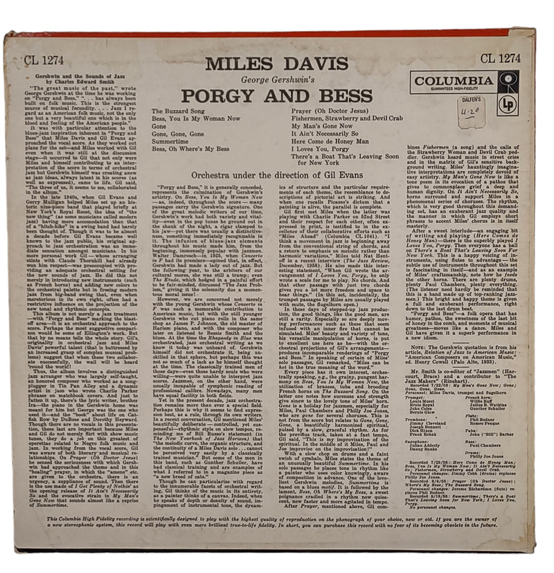 Miles Davis - Porgy and Bess [LP] Columbia - 1274