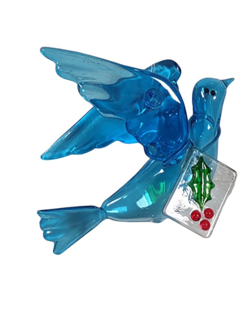 Magnifique ornement d'oiseau en verre bleu - Style Tiffany &amp; Co