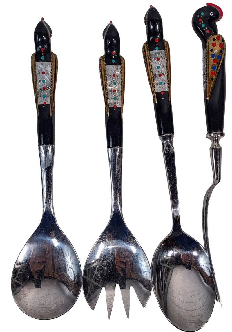 Cutlery Set, 7 pieces,  J&A Haddad Jezzine Fire Bird Inlay,  Lebanon