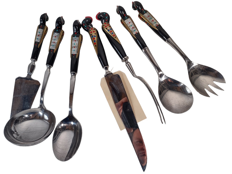 Cutlery Set, 7 pieces,  J&A Haddad Jezzine Fire Bird Inlay,  Lebanon