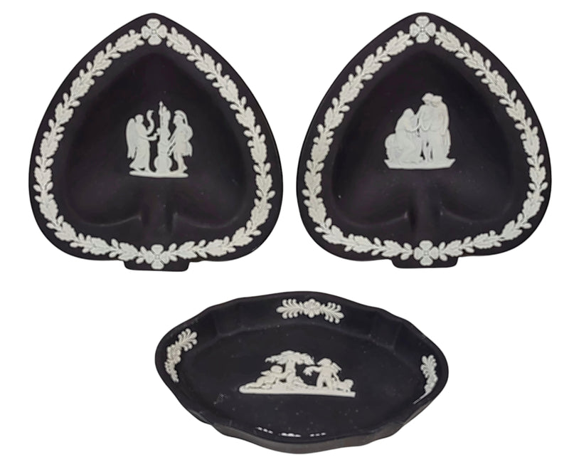 Set of 3,  Wedgwood Black Jasperware, Trinket Dishes