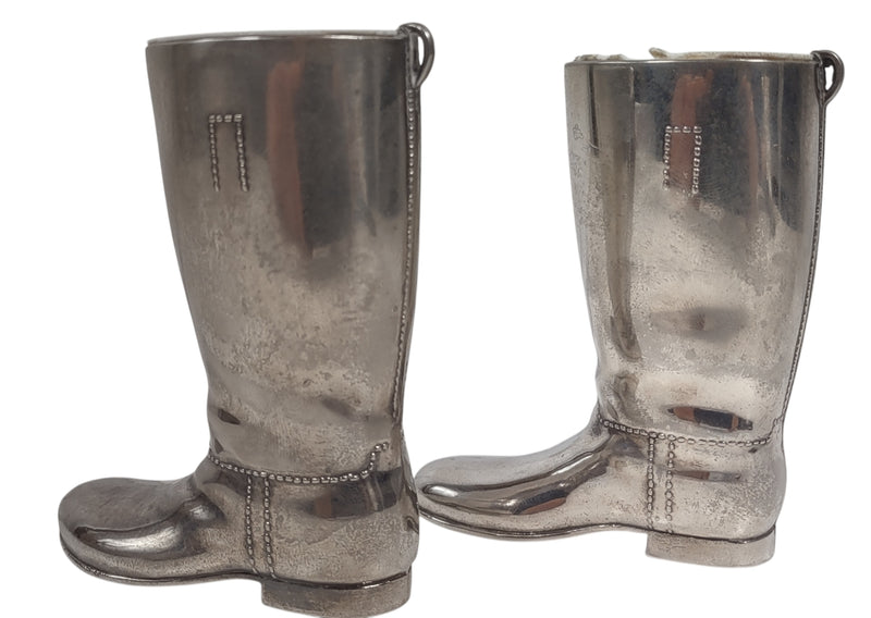 Bottes d'équitation vintage en plaqué argent Grenadier, verre de whisky, H