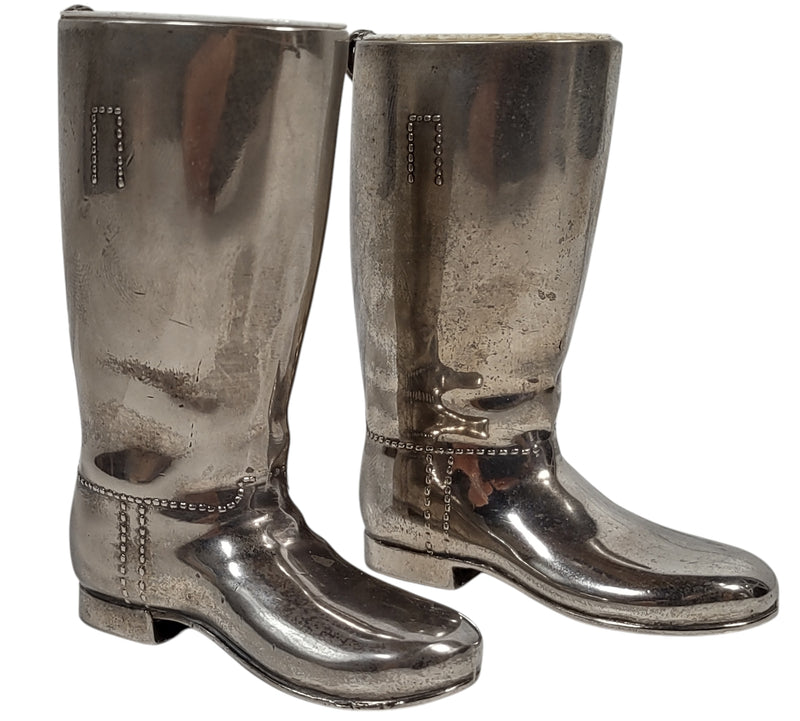 Bottes d'équitation vintage en plaqué argent Grenadier, verre de whisky, H