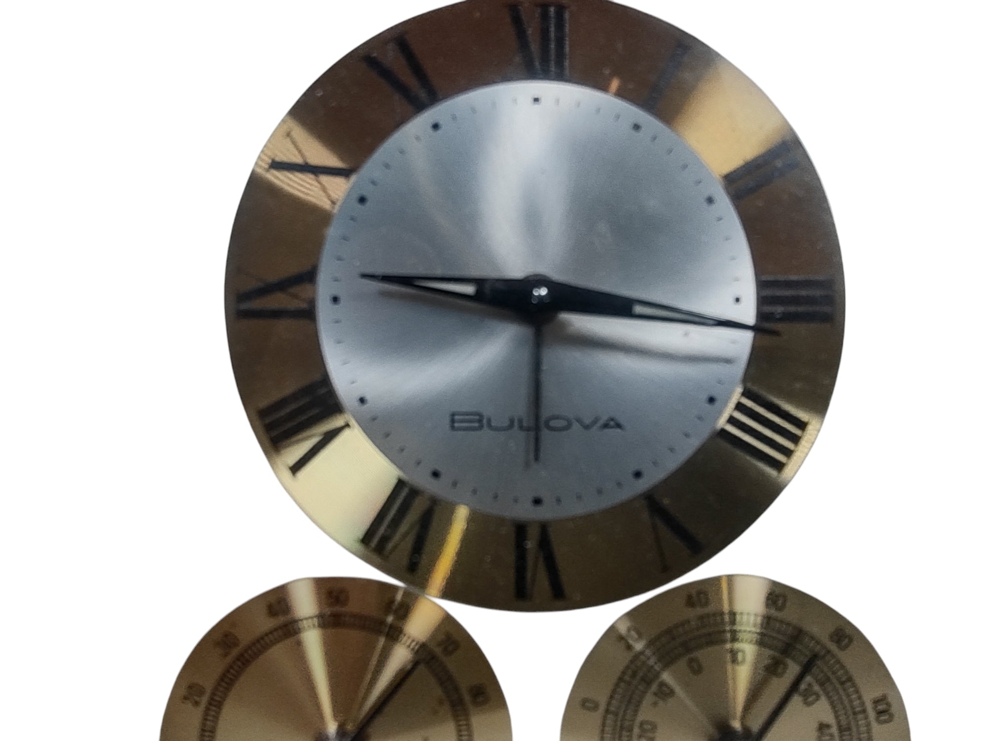 Vintage BULOVA Weather Station Clock Hygrometer Temperature Meter