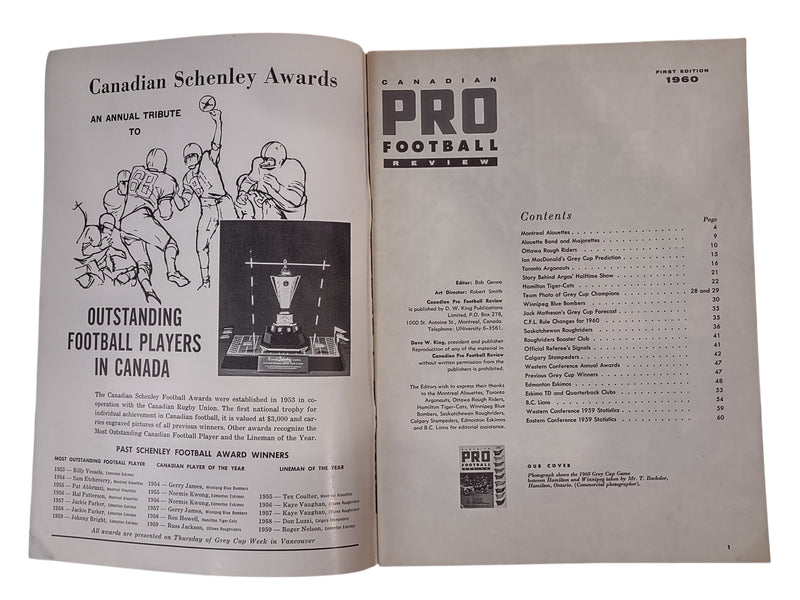 Revue canadienne de football professionnel, 1960, première édition