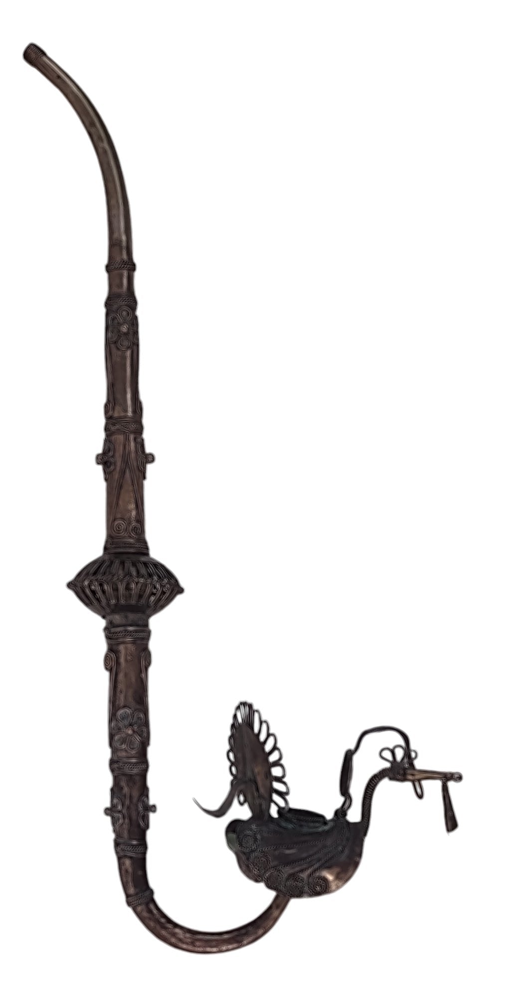 Vintage Opium Pipe, With Form of Peacock.