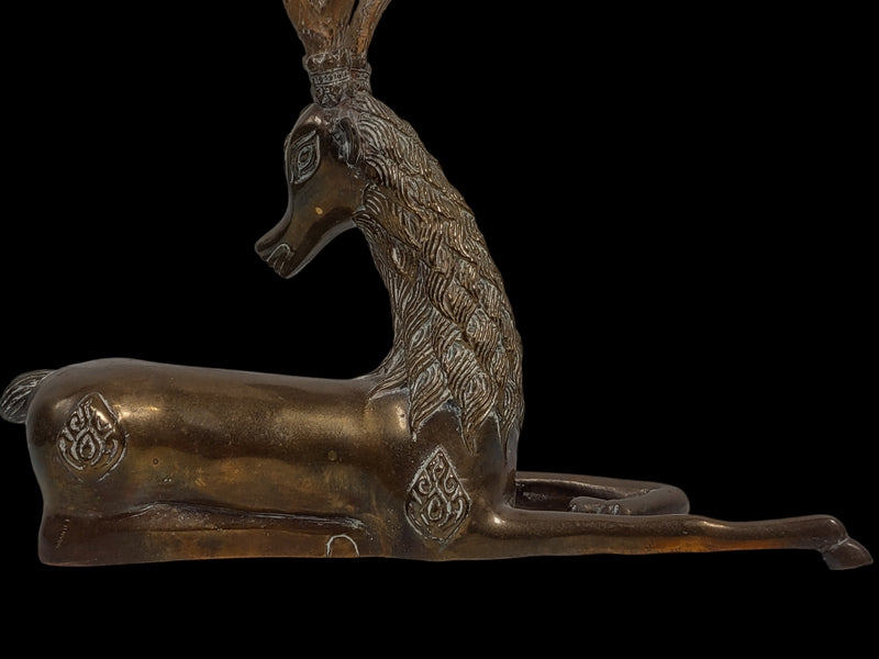 Vintage  Solid Brass Deer Hollywood Regency, Lying Down