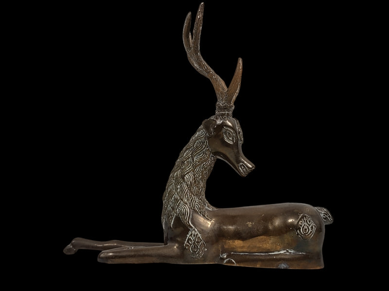 Vintage  Solid Brass Deer Hollywood Regency, Lying Down