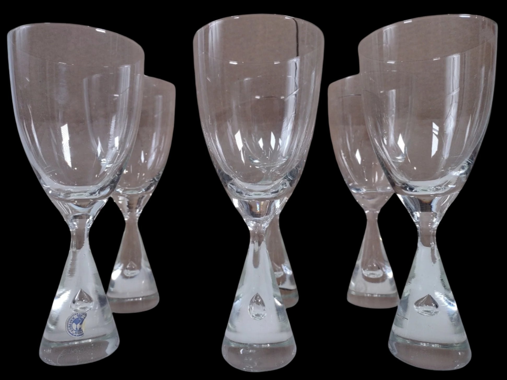 Set of 6  Princess Pokal, Wine, Kastrup Holmegaard, Denmark, Hand Made Glass W/ Box