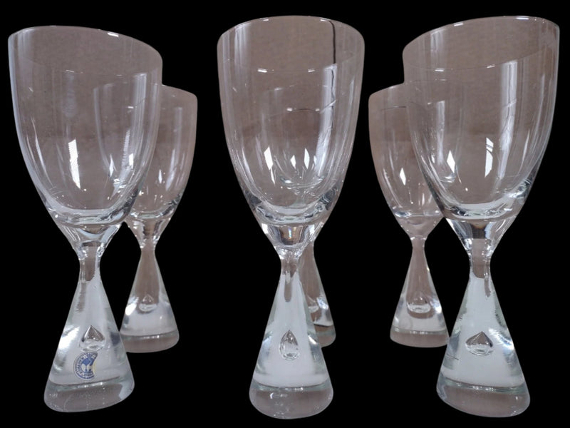 Set of 6  Princess Pokal, Wine, Kastrup Holmegaard, Denmark, Hand Made Glass W/ Box