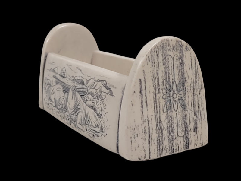 Comoy's Scrimshaw Business Desktop Business Card Holder