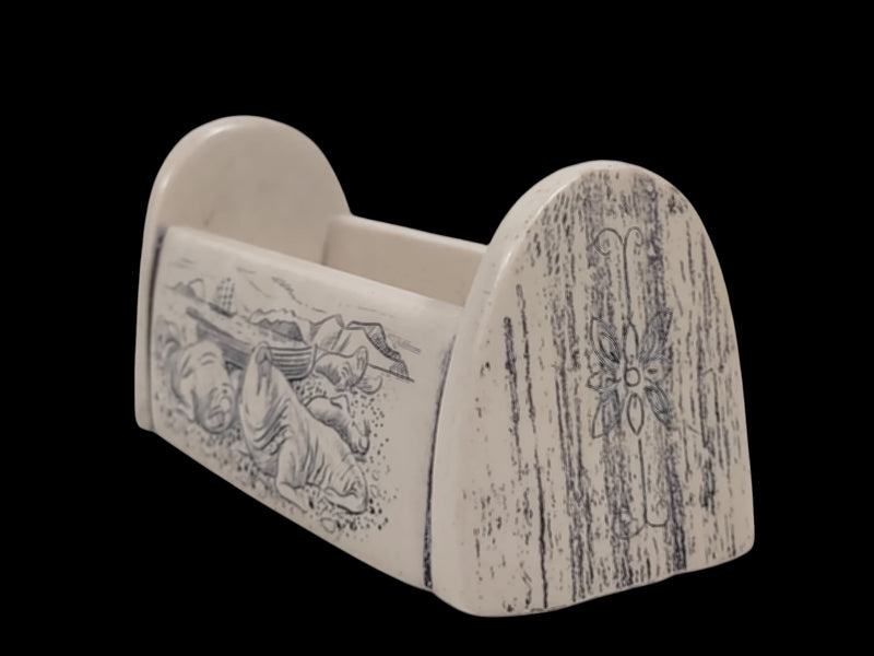 Comoy's Scrimshaw Business Desktop Business Card Holder