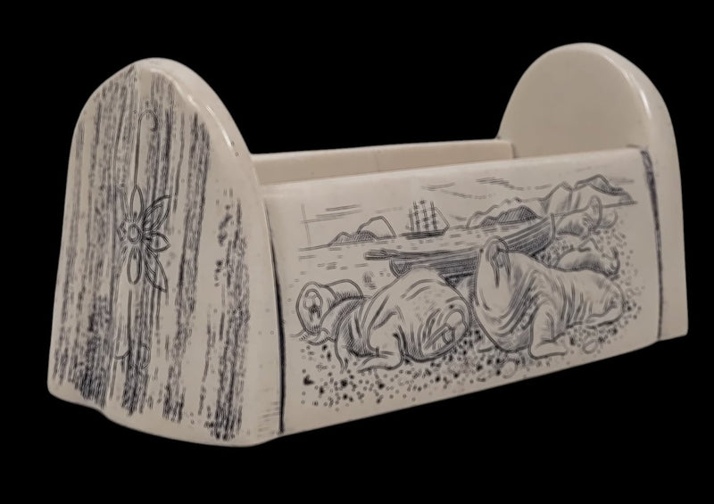 Comoy's Scrimshaw Business Desktop Business Card Holder