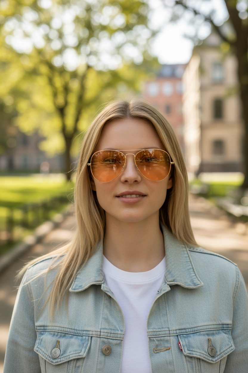 Vintage Bushnell B&amp;L aviator sunglasses with amber lenses and original case, made in USA retro shooting and driving glasses from the 1970s era.