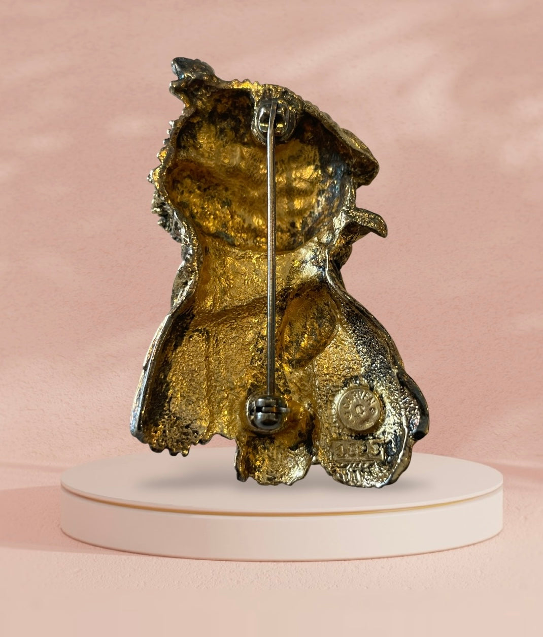 Carven Paris Vintage, Golden Terrier Dog Brooch with Rhinestones.